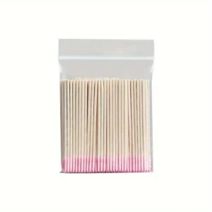 Set van 100 houten wattenstaafjes met precieze uiteinden